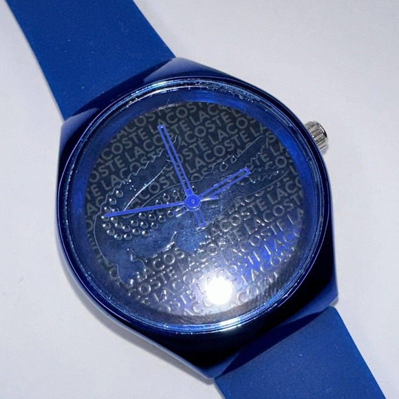 Lacoste Blue Teal Watch Rubber Band Quartz Gator Face Mens main image 5